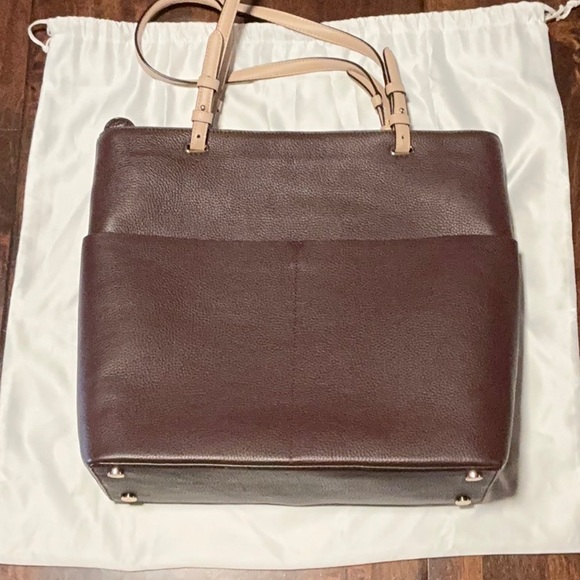 Michael Kors Brown Pebbled Leather Medium Bedford Pocket Tote Bag NWT - Picture 10 of 11